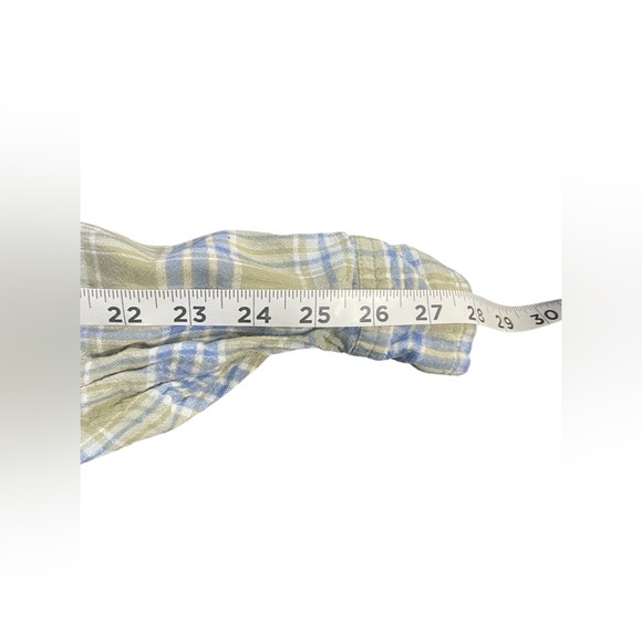 American Eagle Green & Blue Button Up Cropped Shirt Size Medium Girls EUC - Picture 2 of 10